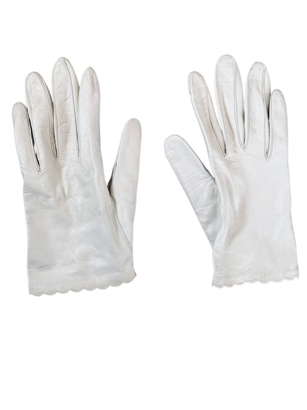 4/$20 Vintage Fownes White Leather Dress Gloves Size 7.5 Washable Leather